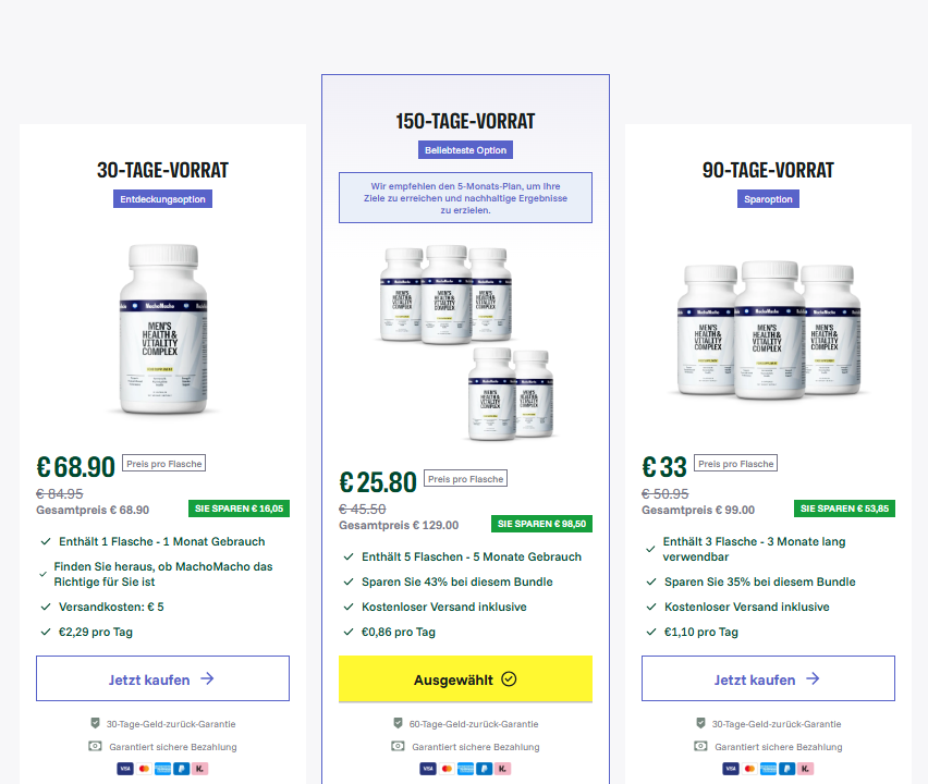 MachoMacho Kapseln Bewertungen – Männergesundheit & Vitalitätskomplex Erfahrungen! Preis